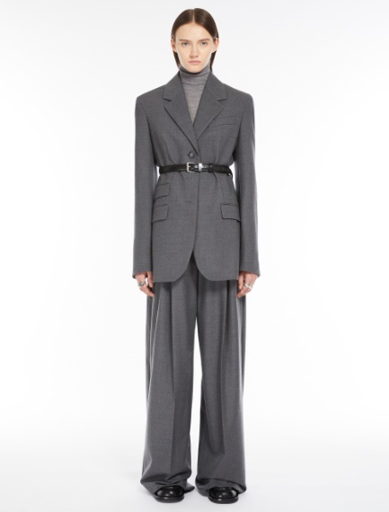 Stretch flannel tailored blazer - MEDIUM GREY - Sportmax