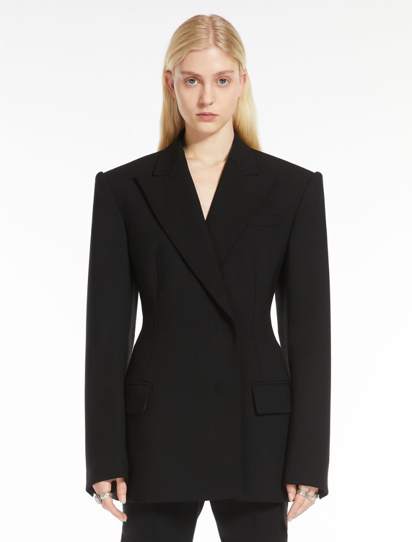 Double-breasted stretch wool blazer - KLEPSYDRA CAPSULE - BLACK - Sportmax