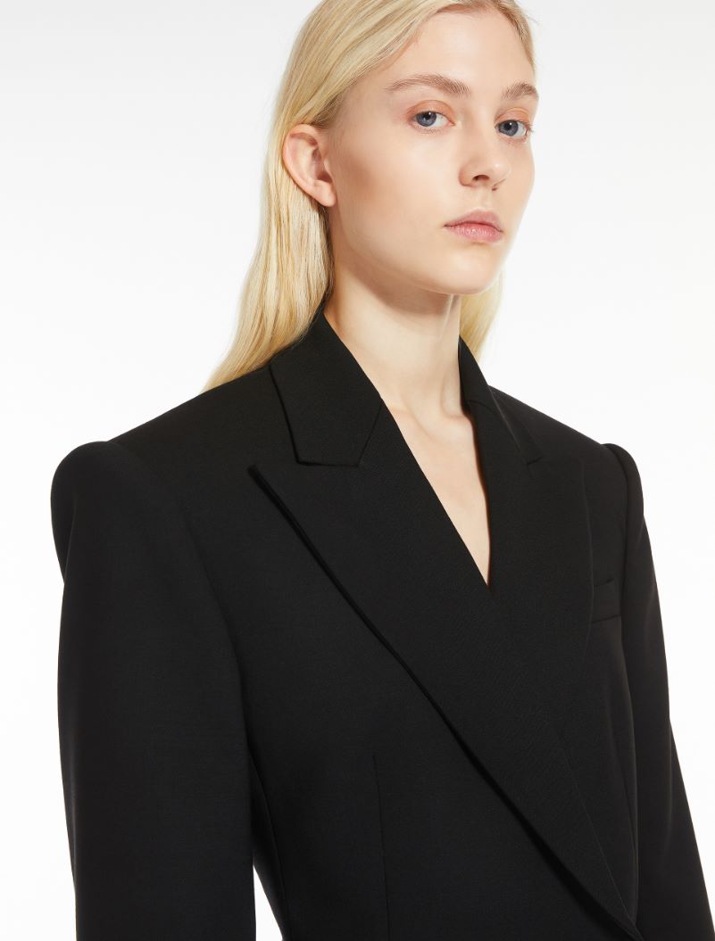 Double-breasted stretch wool blazer - KLEPSYDRA CAPSULE - BLACK - Sportmax