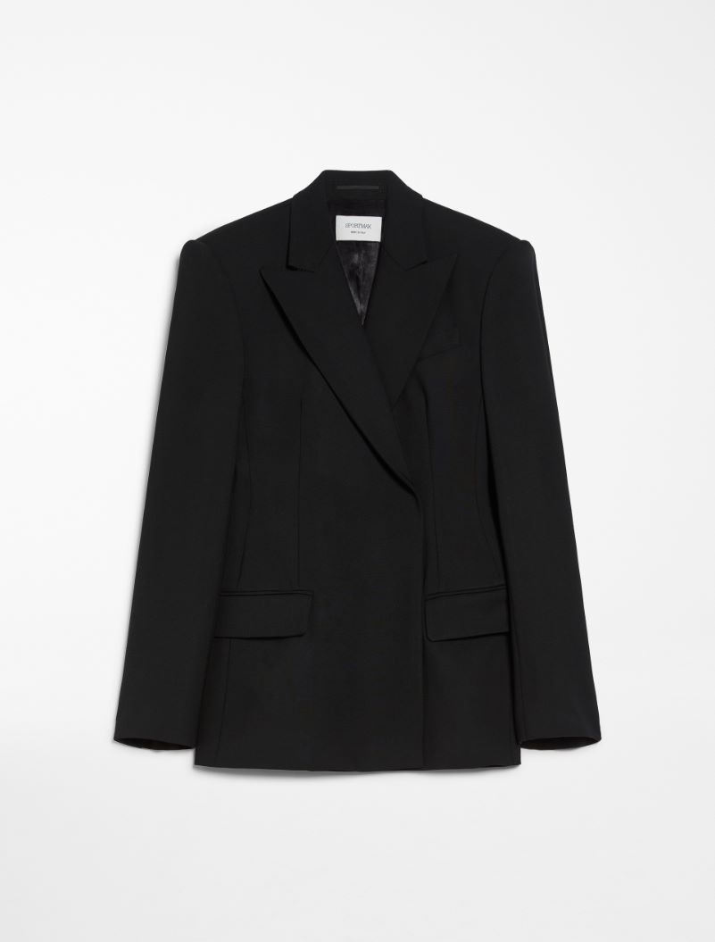 Double-breasted stretch wool blazer - KLEPSYDRA CAPSULE - BLACK - Sportmax