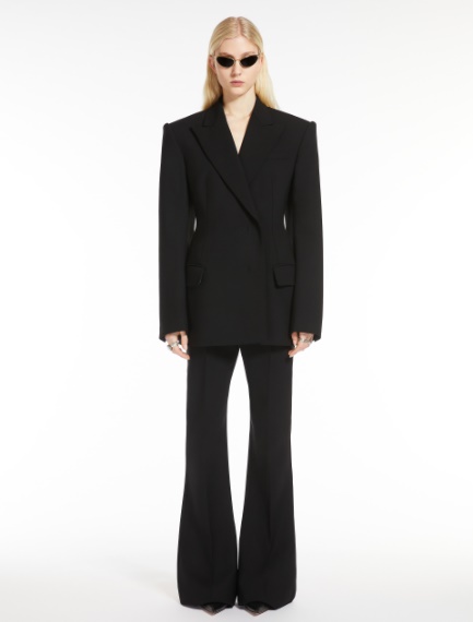 Double-breasted stretch wool blazer - KLEPSYDRA CAPSULE - BLACK - Sportmax