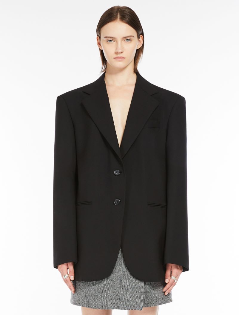 Oversized stretch wool blazer - BLACK - Sportmax