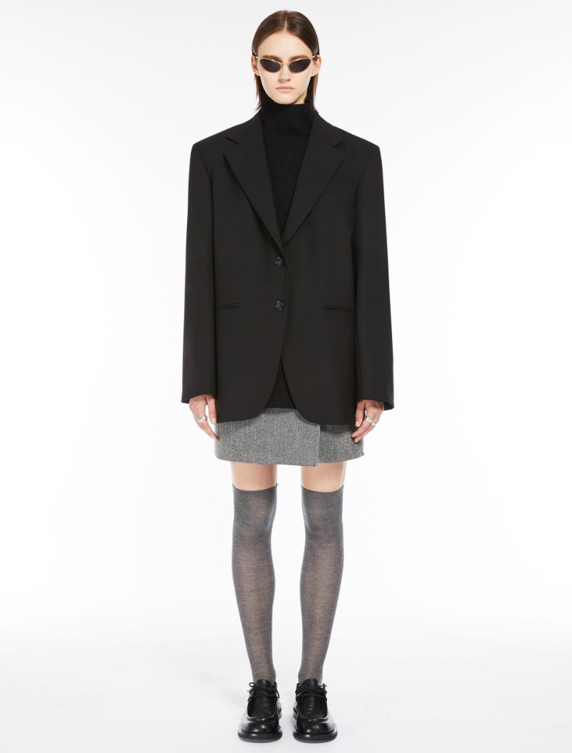 Oversized stretch wool blazer - BLACK - Sportmax