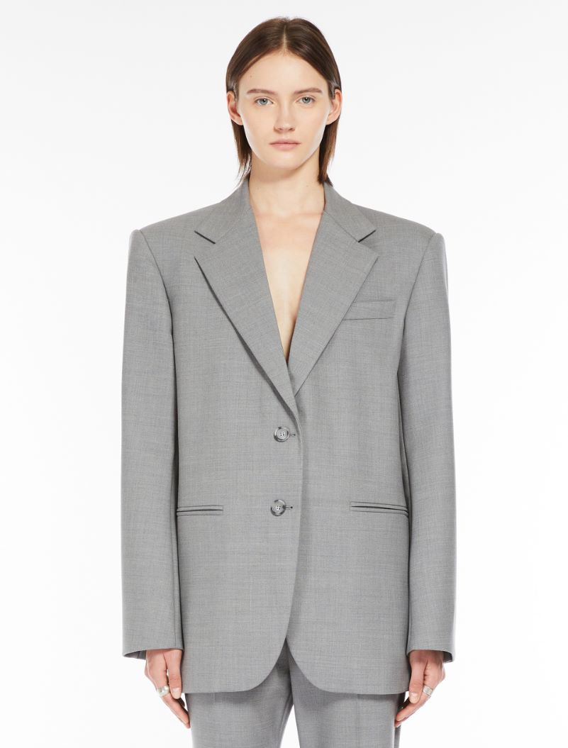 Oversized stretch wool blazer - LIGHT GREY - Sportmax