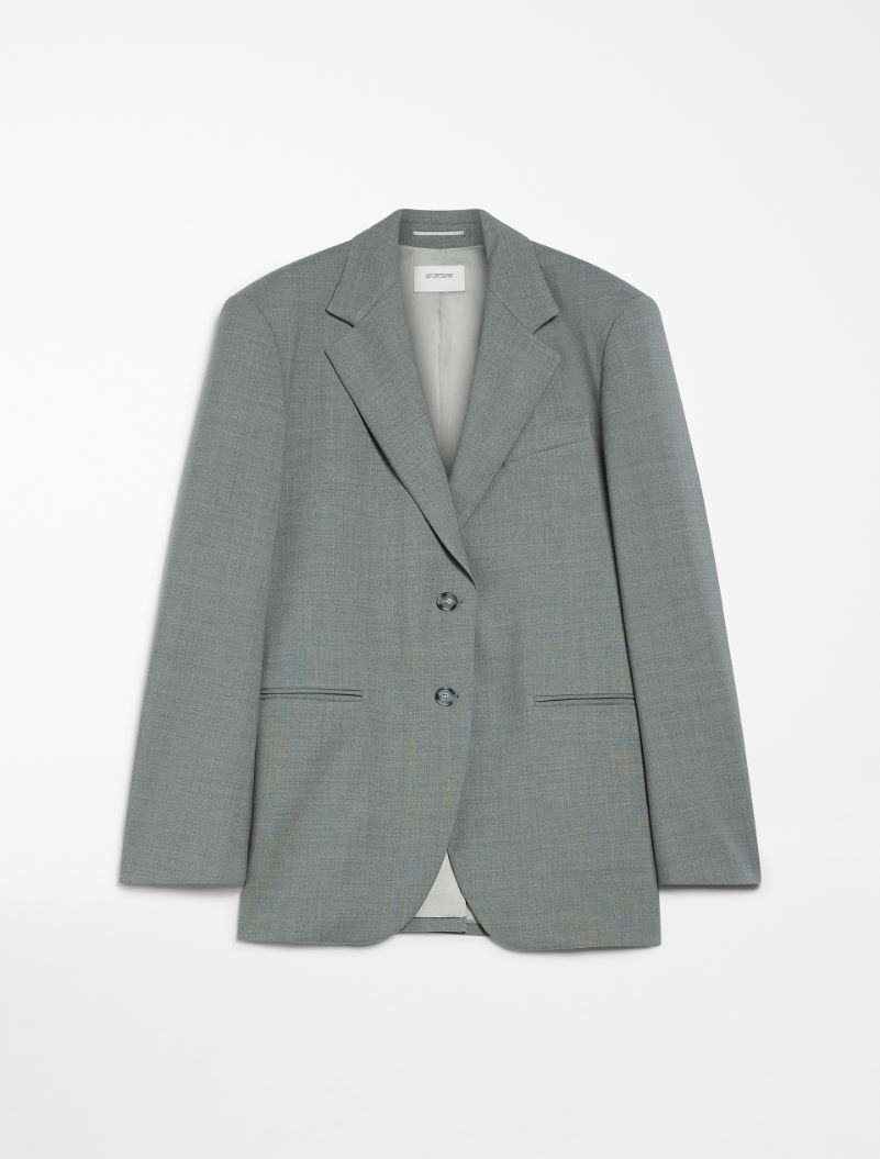 Oversized stretch wool blazer - LIGHT GREY - Sportmax