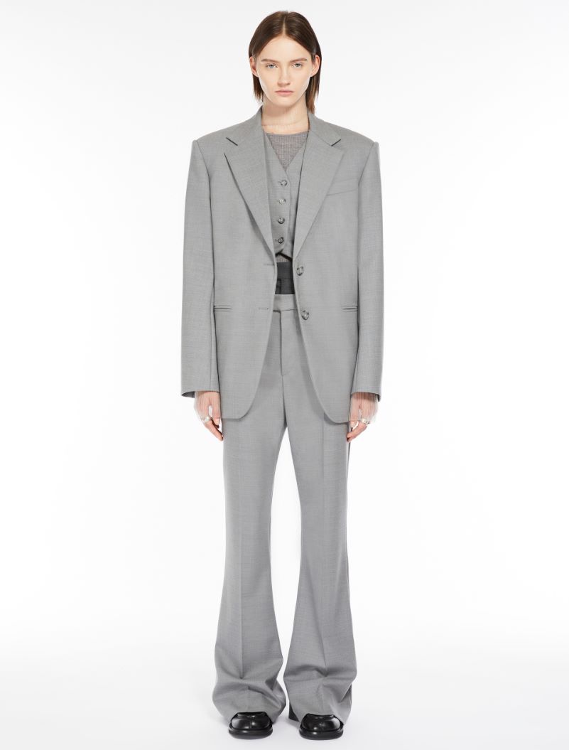 Oversized stretch wool blazer - LIGHT GREY - Sportmax