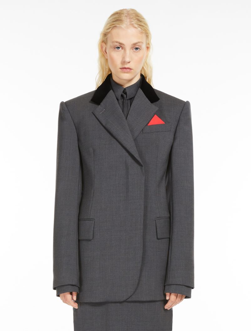 Stretch wool tailored blazer - DARK GREY - Sportmax