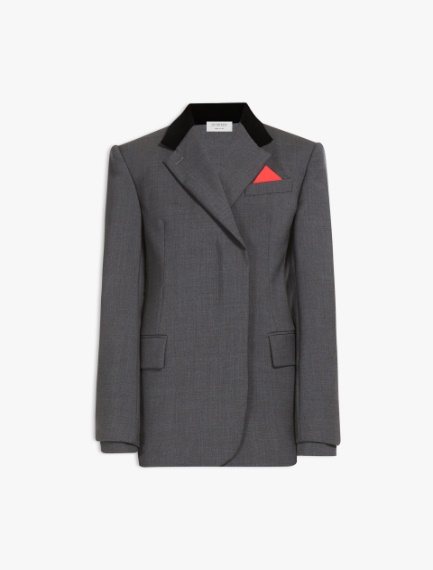 Stretch wool tailored blazer - DARK GREY - Sportmax