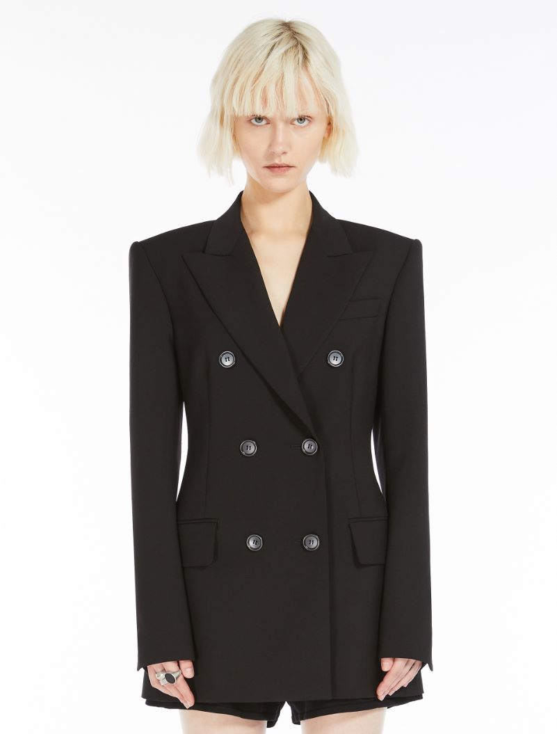 Double-breasted stretch wool blazer - BLACK - Sportmax