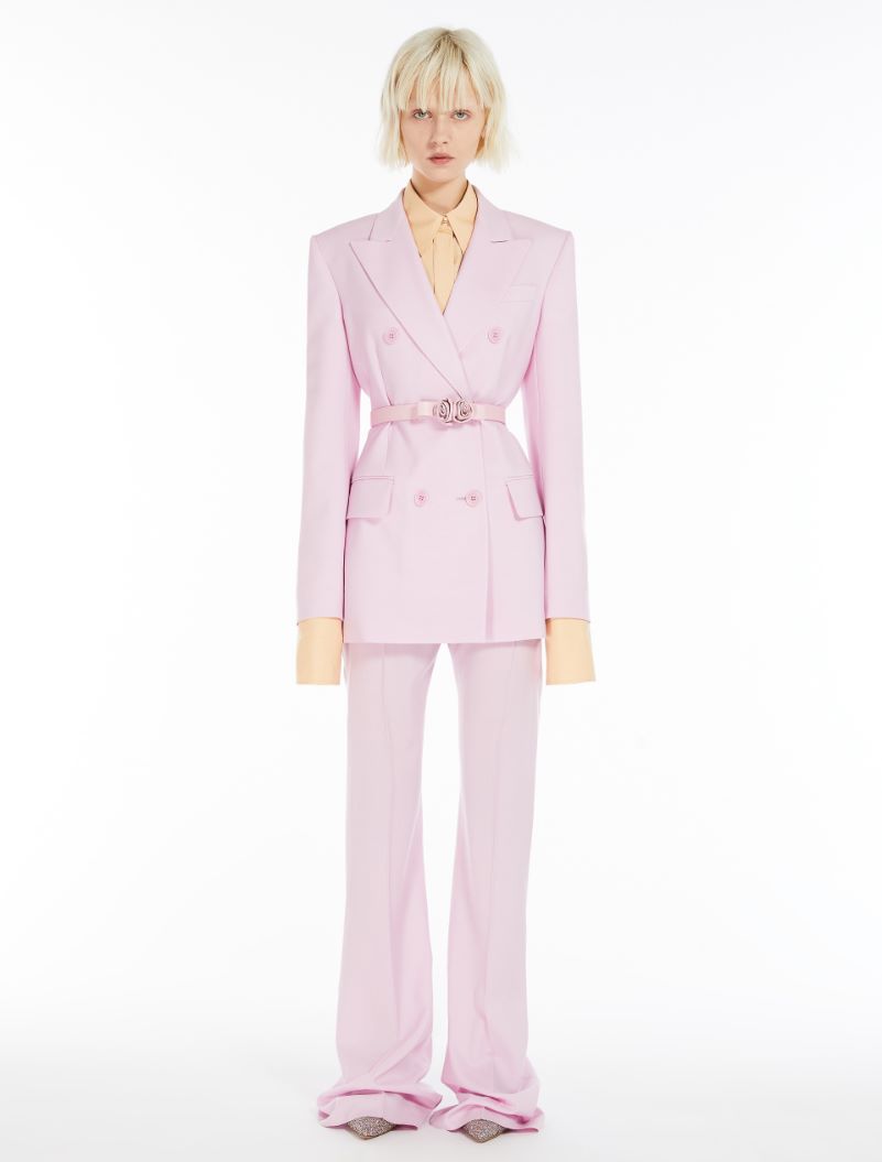 Double-breasted stretch wool blazer - MAUVE - Sportmax