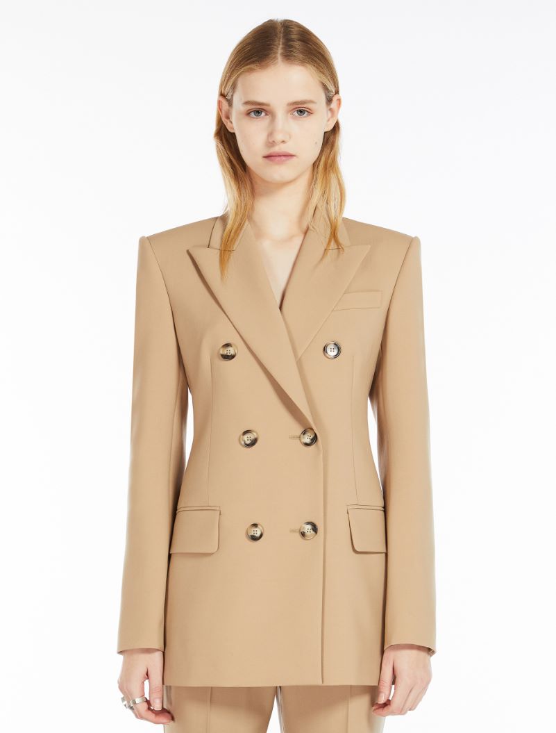 Double-breasted stretch wool blazer - BEIGE - Sportmax