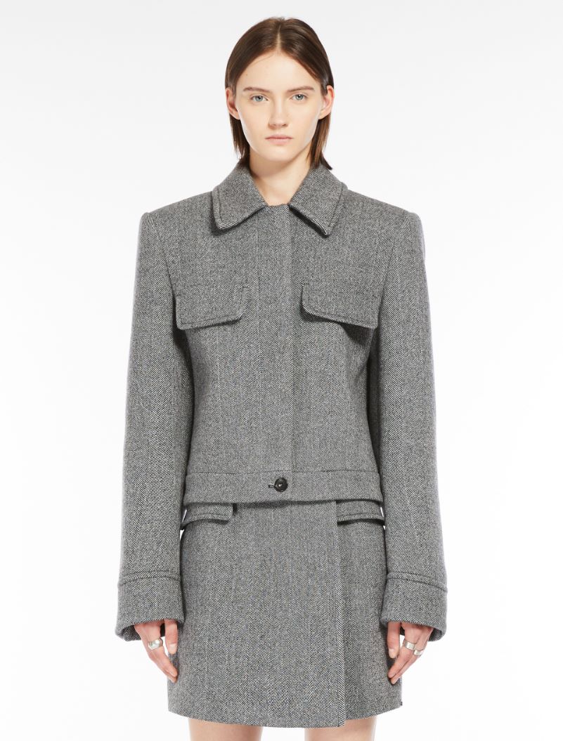 Short herringbone wool jacket - BLACK - Sportmax