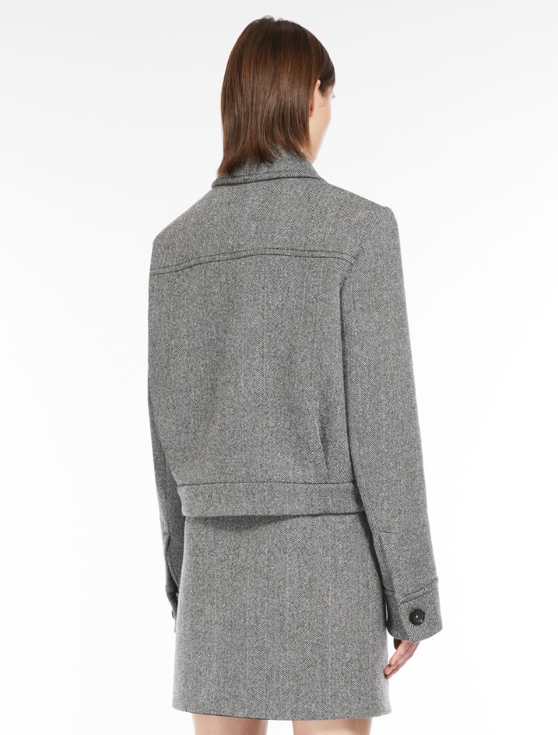 Short herringbone wool jacket - BLACK - Sportmax