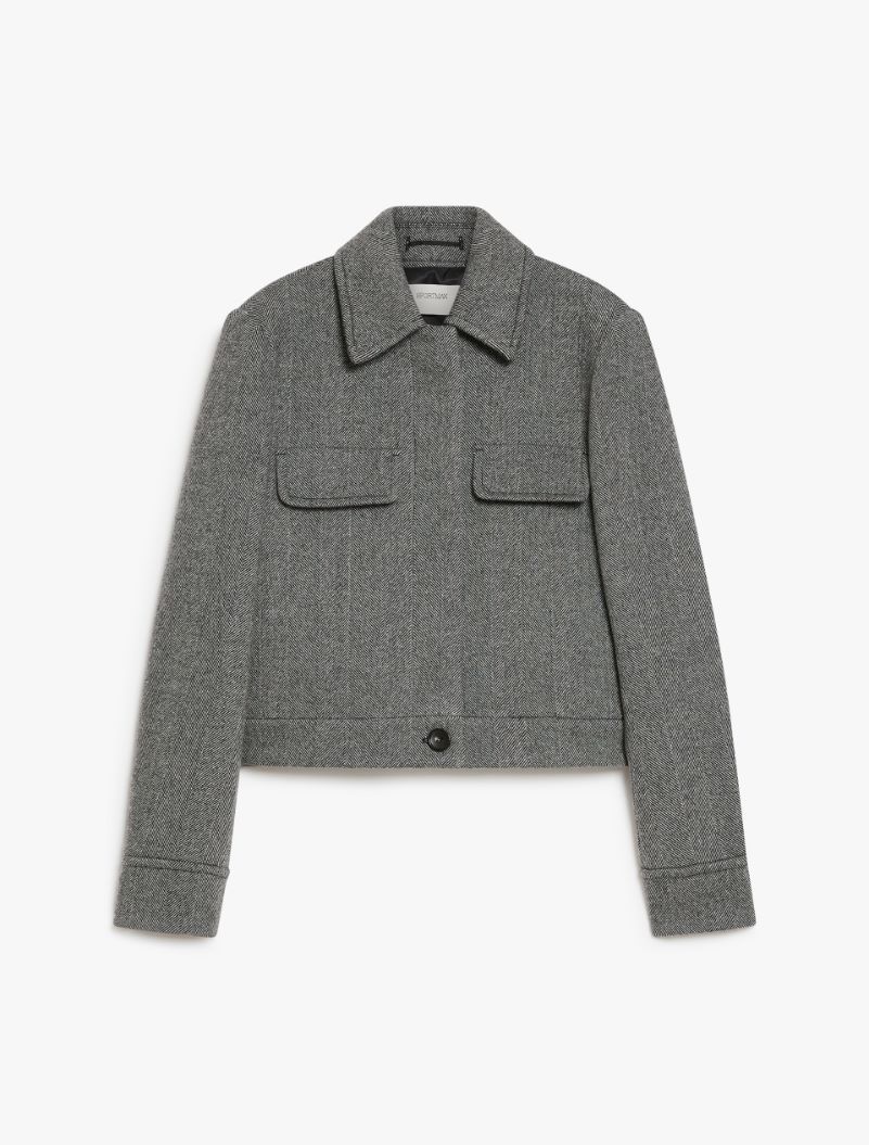 Short herringbone wool jacket - BLACK - Sportmax