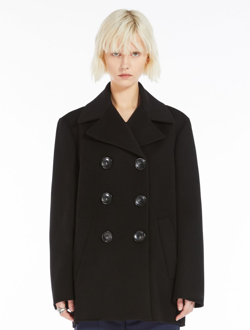 Cocoon-fit double-breasted pea coat - BLACK - Sportmax