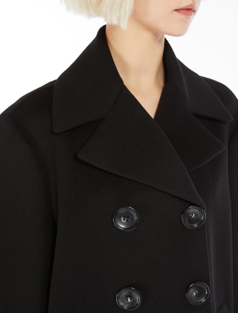 Cocoon-fit double-breasted pea coat - BLACK - Sportmax