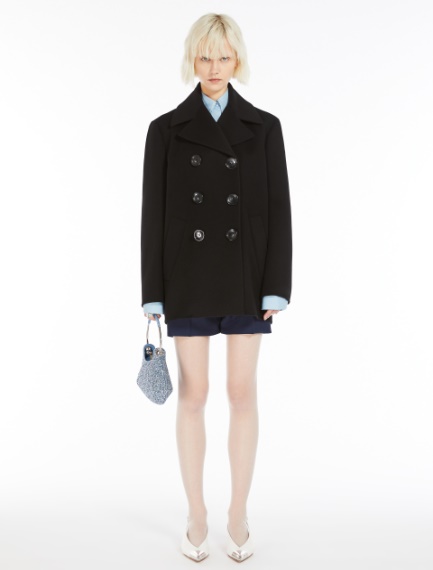 Cocoon-fit double-breasted pea coat - BLACK - Sportmax