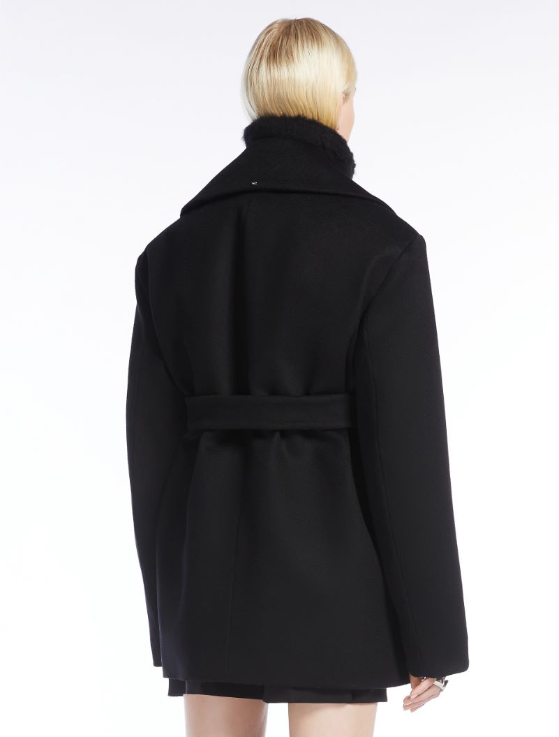 Oversized wool-blend pea coat - BLACK - Sportmax