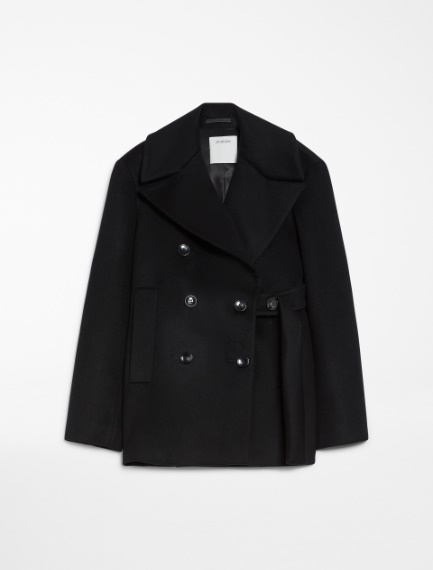 Oversized wool-blend pea coat - BLACK - Sportmax