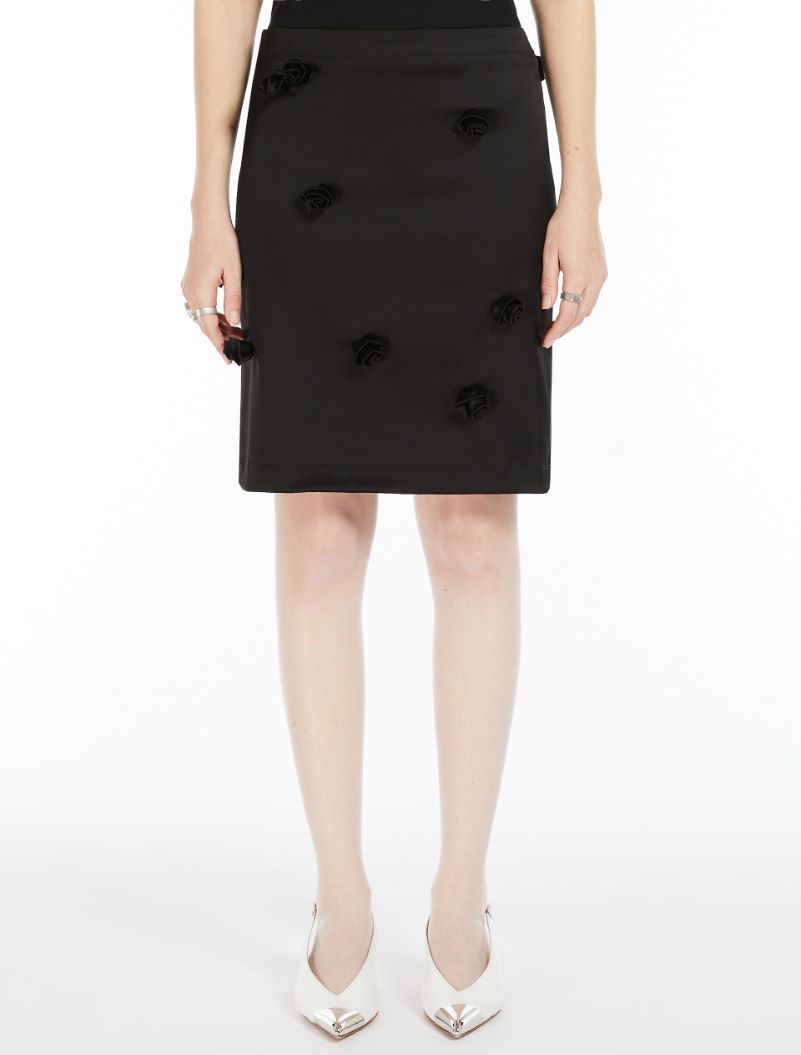 Rose-embroidered skirt - BLACK - Sportmax