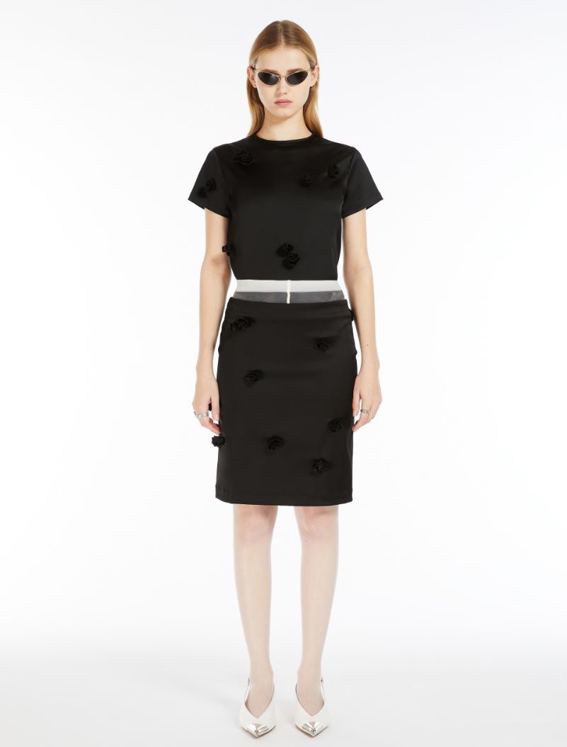 Rose-embroidered skirt - BLACK - Sportmax