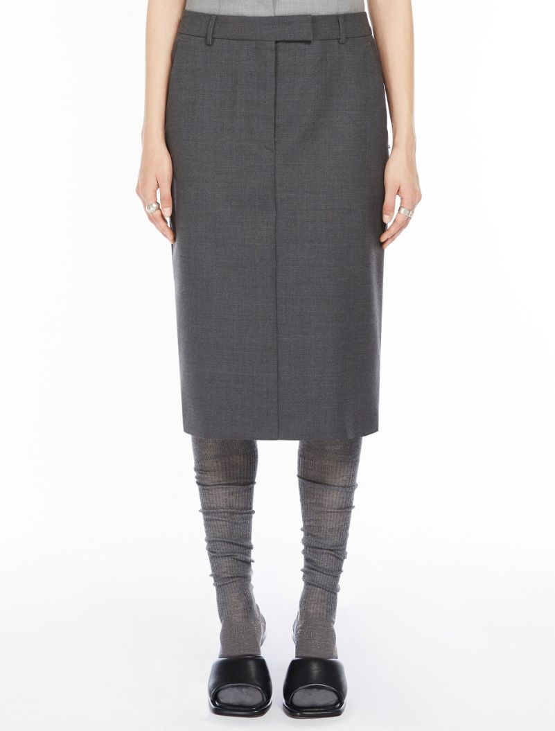 Stretch wool midi skirt - DARK GREY - Sportmax