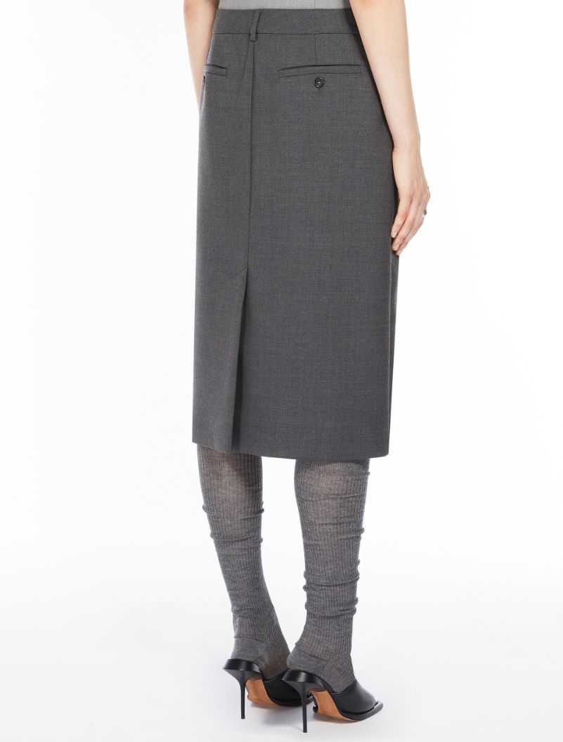 Stretch wool midi skirt - DARK GREY - Sportmax