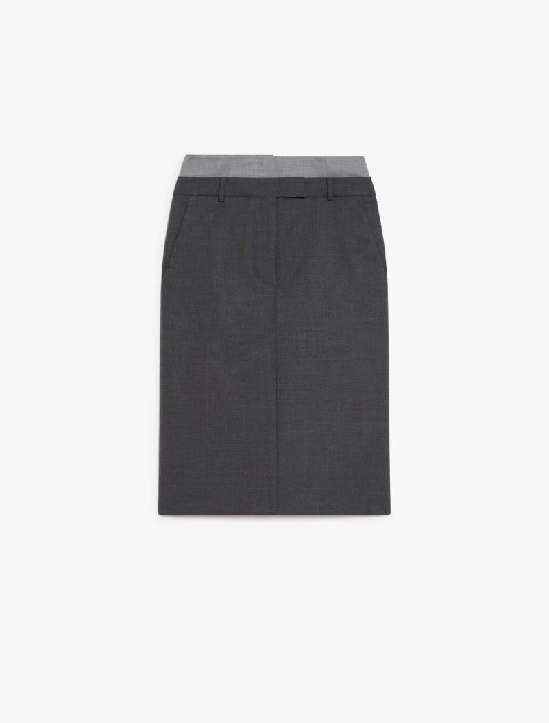 Stretch wool midi skirt - DARK GREY - Sportmax