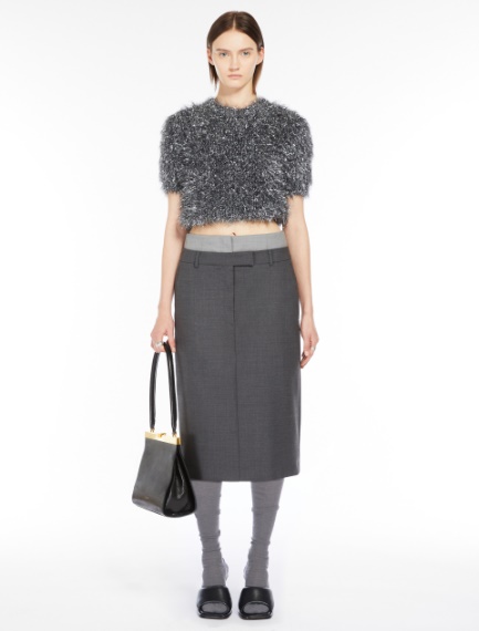 Stretch wool midi skirt - DARK GREY - Sportmax