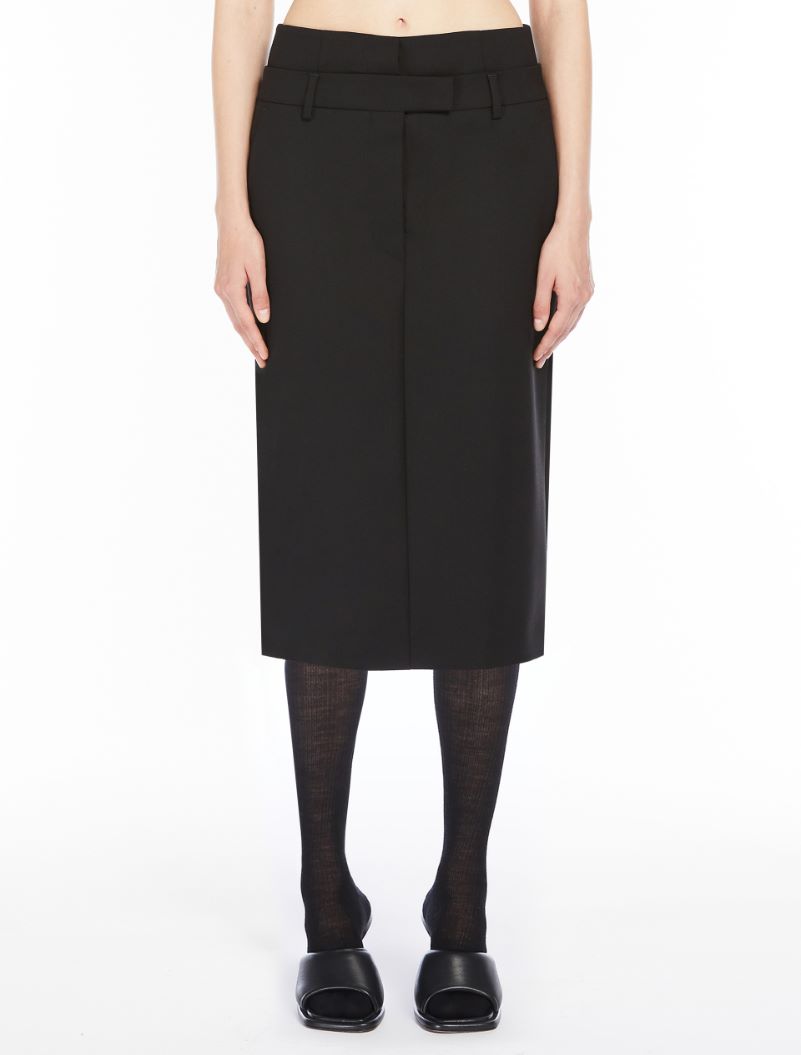 Stretch wool midi skirt - BLACK - Sportmax