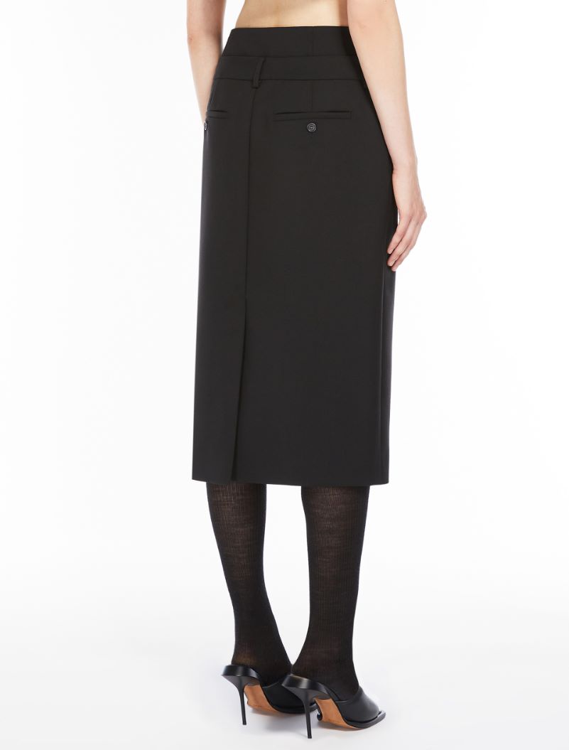 Stretch wool midi skirt - BLACK - Sportmax