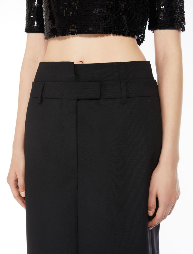 Stretch wool midi skirt - BLACK - Sportmax