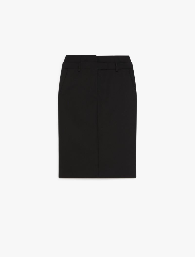 Stretch wool midi skirt - BLACK - Sportmax