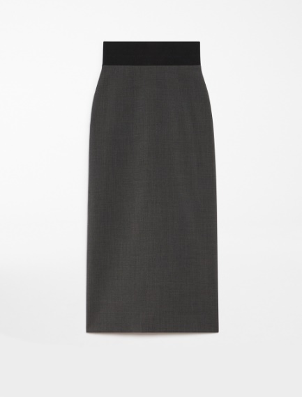 Stretch wool midi skirt - DARK GREY - Sportmax