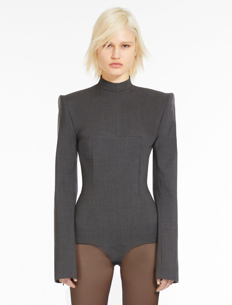 Stretch wool bodysuit shirt - DARK GREY - Sportmax