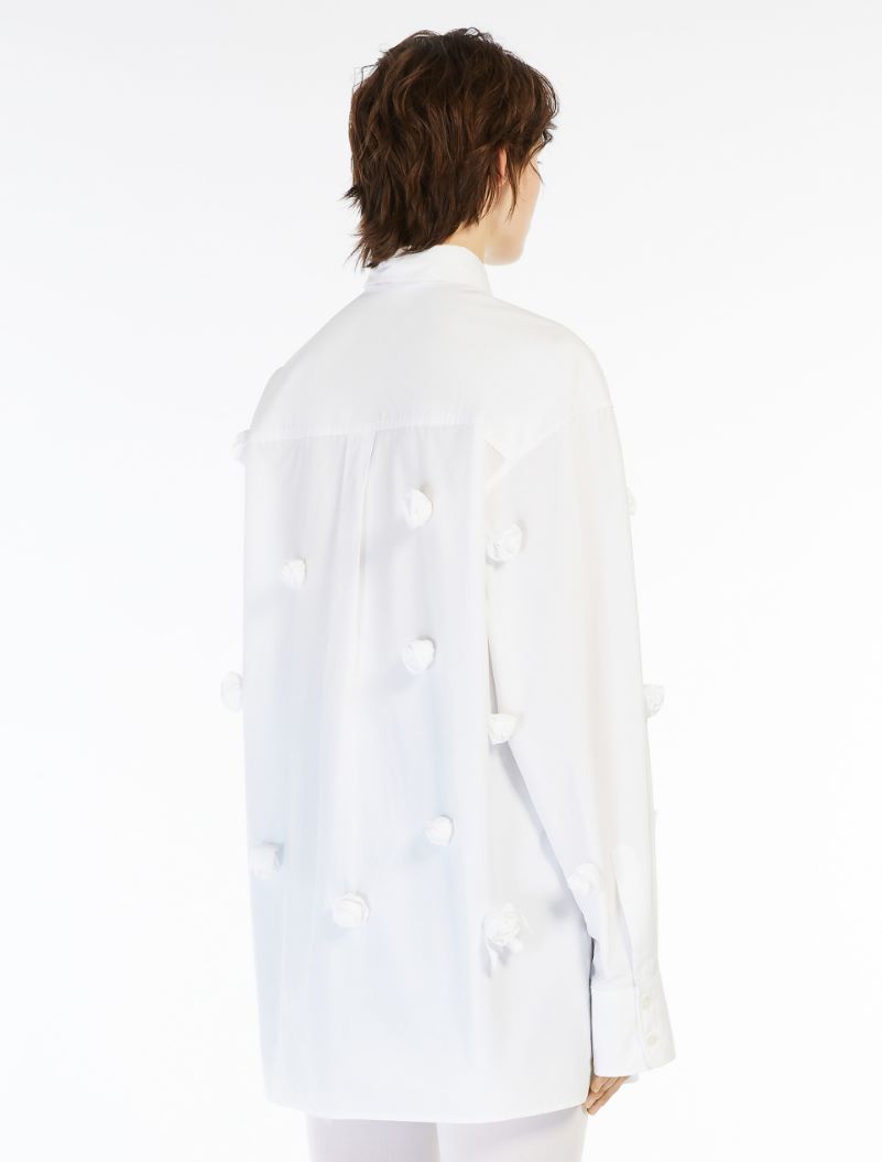 Oversized shirt with 3D rose detail - WHITE - Sportmax