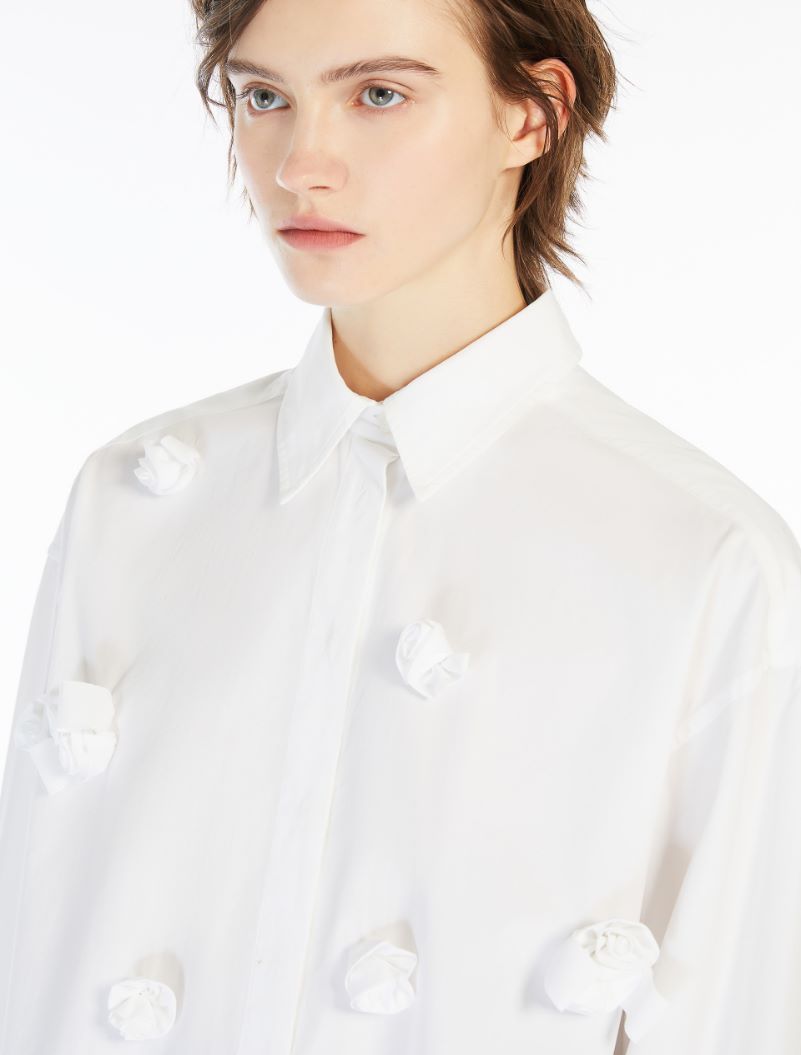 Oversized shirt with 3D rose detail - WHITE - Sportmax