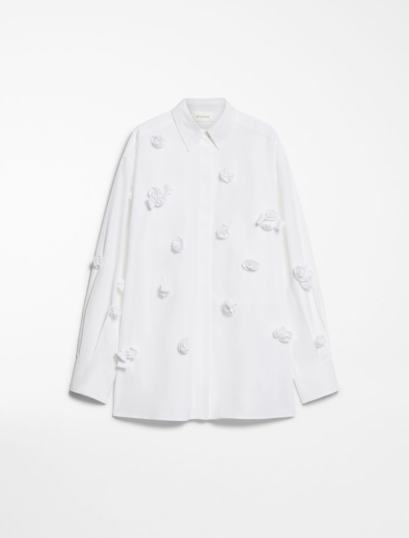 Oversized shirt with 3D rose detail - WHITE - Sportmax