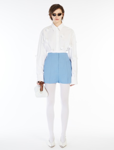 Oversized shirt with 3D rose detail - WHITE - Sportmax