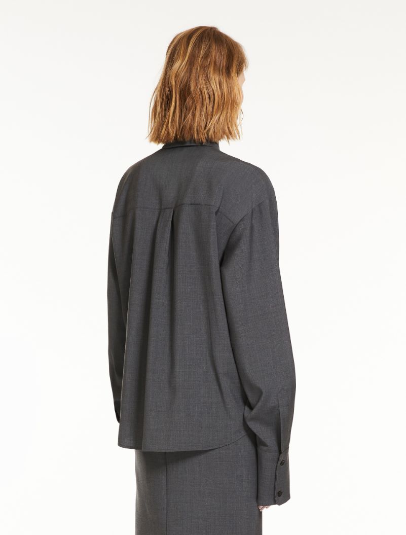 Oversized stretch wool shirt - DARK GREY - Sportmax