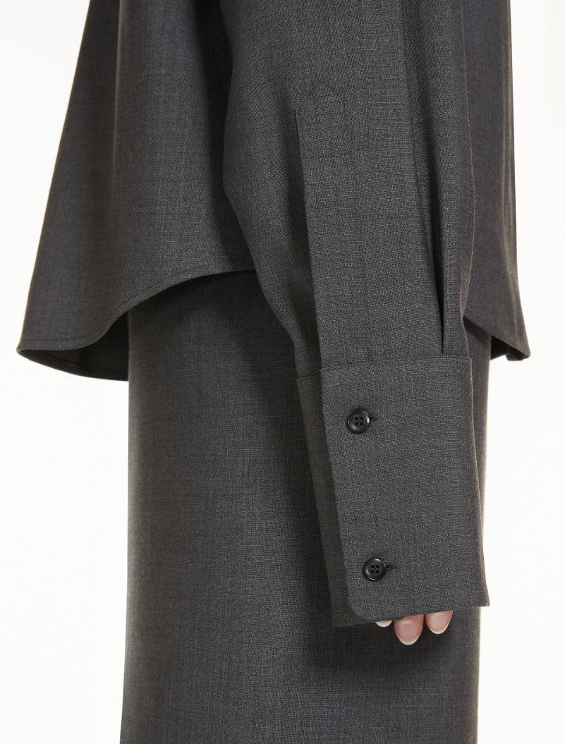 Oversized stretch wool shirt - DARK GREY - Sportmax