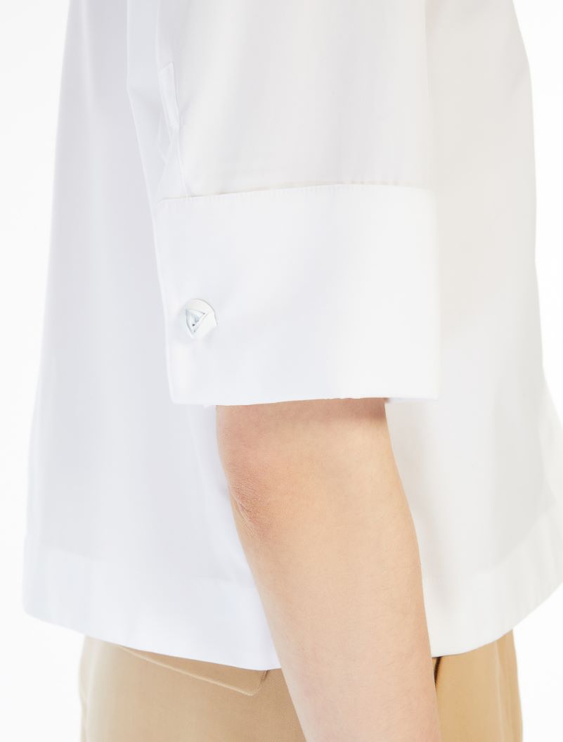 Boxy-fit cotton poplin shirt - OPTICAL WHITE - Sportmax