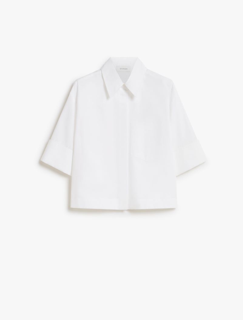 Boxy-fit cotton poplin shirt - OPTICAL WHITE - Sportmax