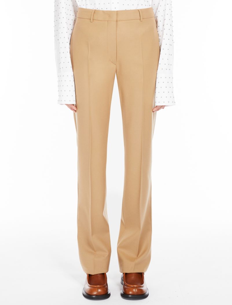 Slim-fit stretch wool trousers - BISCUIT - Sportmax