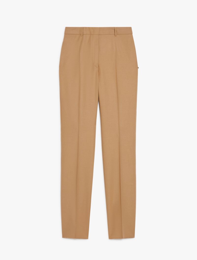 Slim-fit stretch wool trousers - BISCUIT - Sportmax