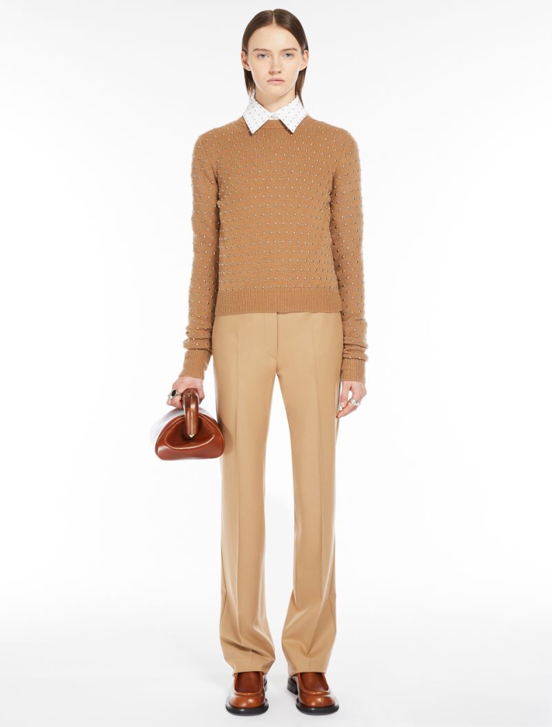 Slim-fit stretch wool trousers - BISCUIT - Sportmax