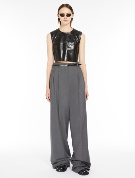 Pantalone oversize in lana stretch - GRIGIO MEDIO - Sportmax