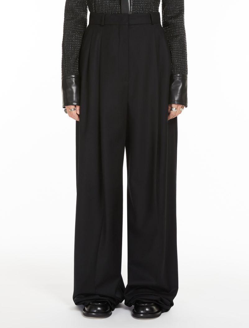 Oversized stretch wool trousers - BLACK - Sportmax