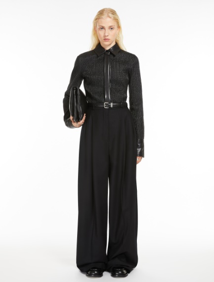 Pantalone oversize in lana stretch - NERO - Sportmax