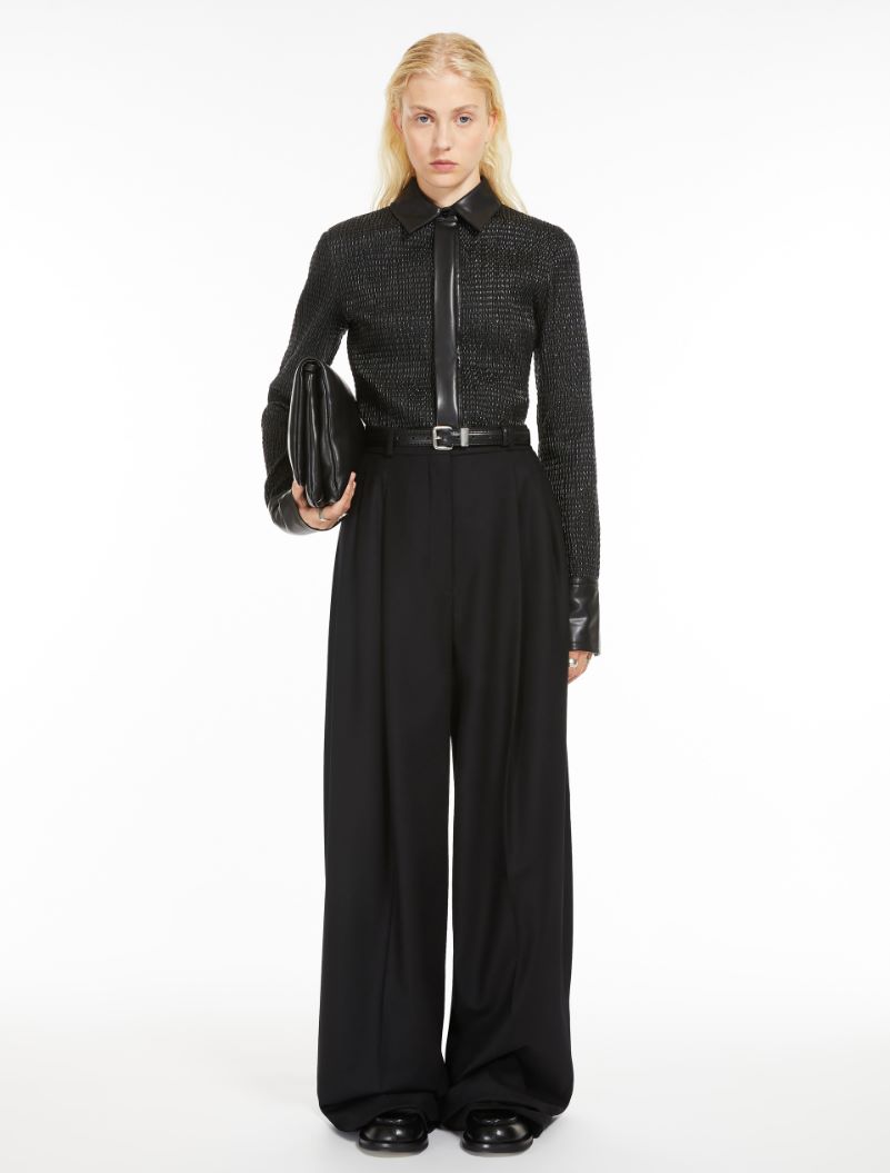 Oversized stretch wool trousers - BLACK - Sportmax